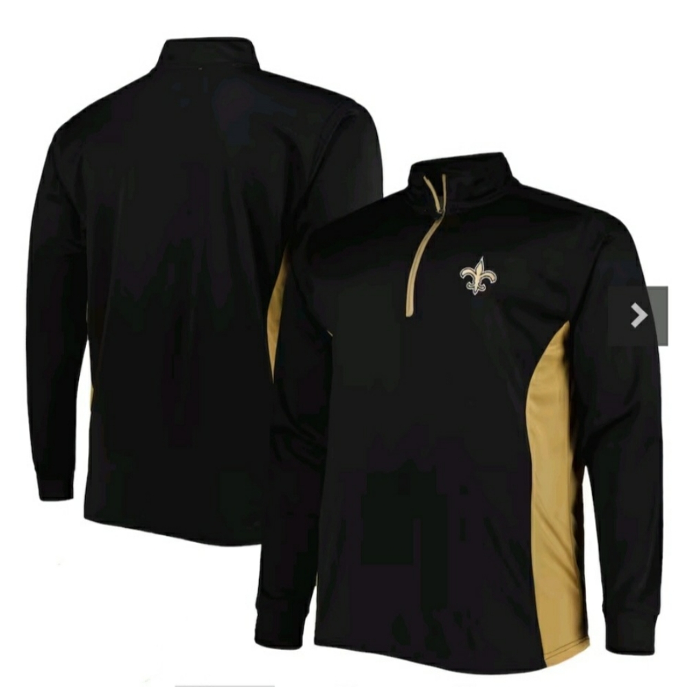 Men's Black New Orleans Saints Big & Tall Quarter-Zip Top size 3XL